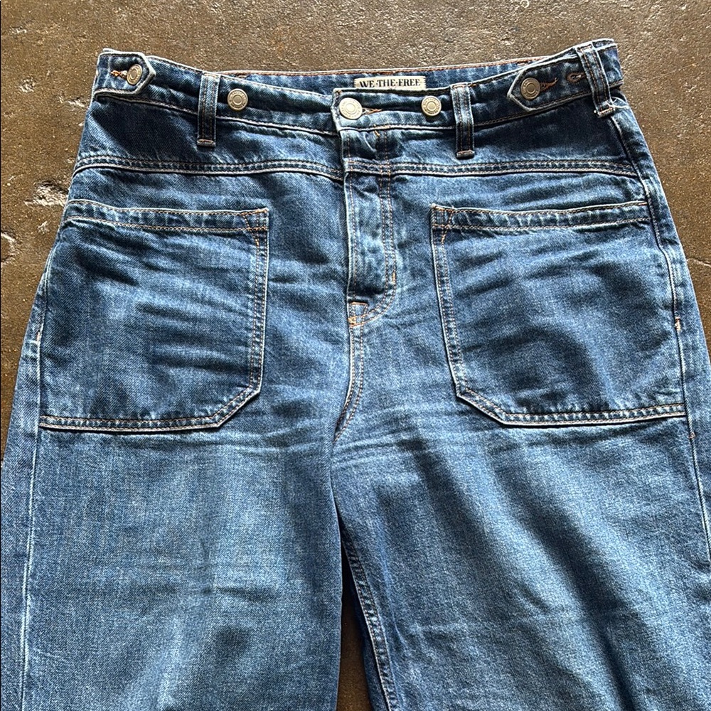 FREE PEOPLE Wide Leg Button Fly Jeans